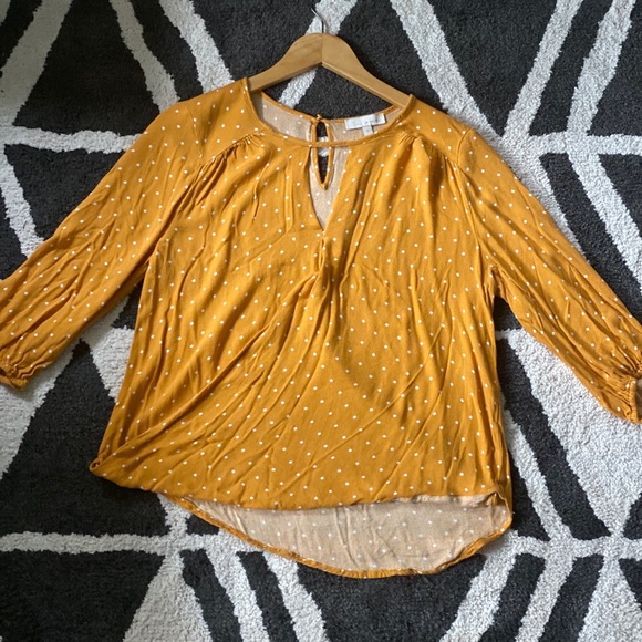 Yellow surplice blouse, polka dots, size small - Picture 2 of 3